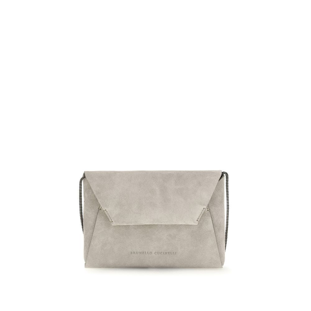 Brunello Cucinelli Graue Bos Taurus Kalbsleder Schultertasche