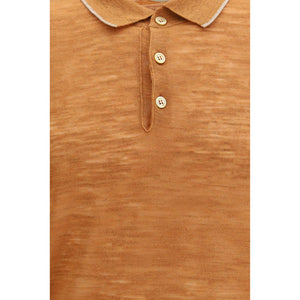 Brooksfield Orange Leinen Poloshirt