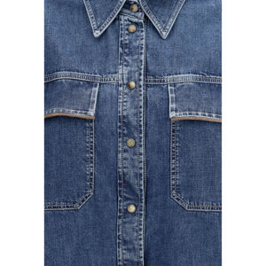 Brunello Cucinelli Blaues Denim-Hemd