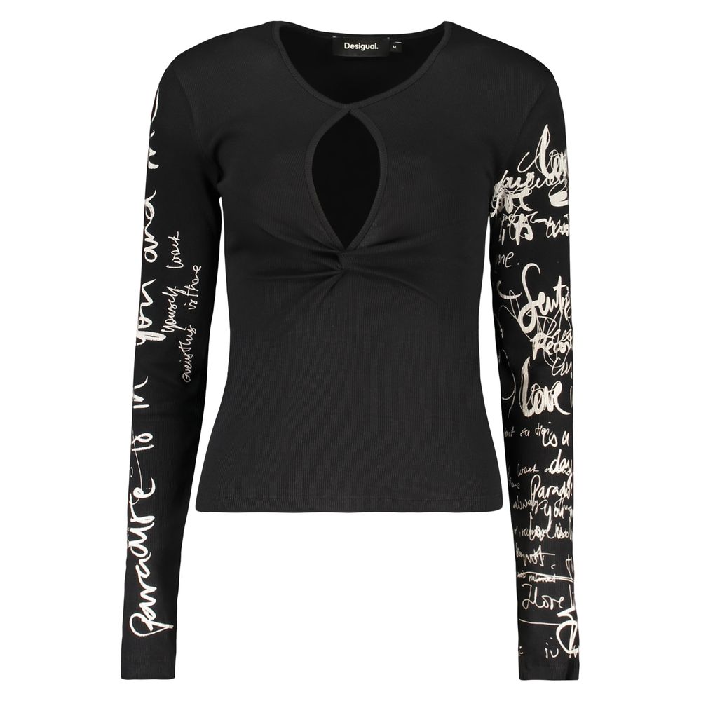Desigual Schwarzer Damen-Strickpullover aus Baumwolle