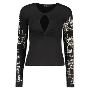 Desigual Schwarzer Damen-Strickpullover aus Baumwolle