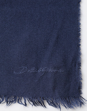 Dolce & Gabbana Blauer Kaschmir-Schal mit Fransen 70cm x 200cm für Herren