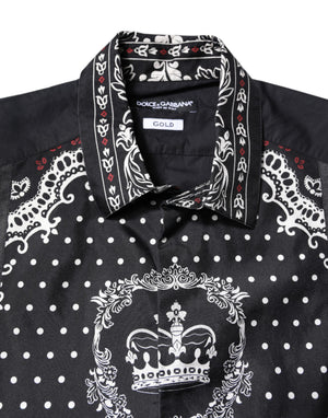 Dolce & Gabbana Schwarz Weißes Bandana GOLD Formelles Hemd