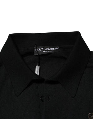 Dolce & Gabbana Schwarzer Pullover mit Crest-Detail und langen Ärmeln für Herren