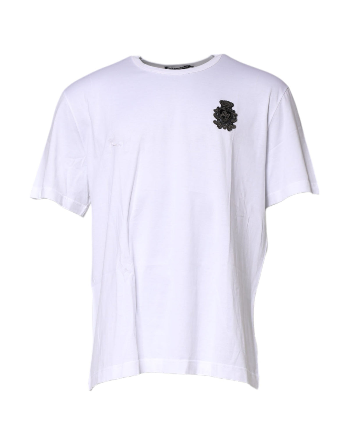 Dolce & Gabbana Weißes Baumwoll-T-Shirt für Herren mit DG-Logo-Stickerei