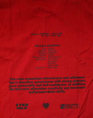 Dolce & Gabbana Rotes DG Eye Print Baumwoll-Rundhals-T-Shirt