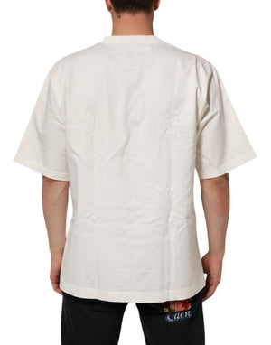 Dolce & Gabbana Weißes Baumwoll-T-Shirt mit Logo-Print für Herren, Rundhalsausschnitt