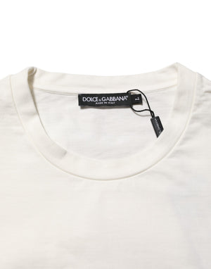 Dolce & Gabbana Weißes Baumwoll-T-Shirt mit Logo-Print für Herren, Rundhalsausschnitt