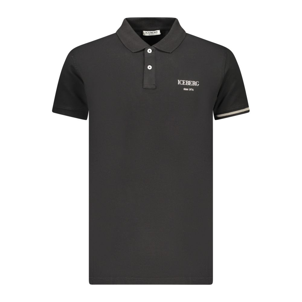 Iceberg Schwarzes Herren-Poloshirt aus Baumwolle