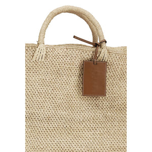 Manebi Beige Raffia Handtasche