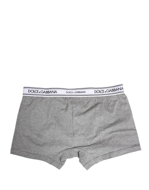 Dolce & Gabbana Graue Herren-Boxershorts aus Baumwolle mit Logo-Bund