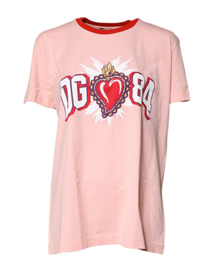 Dolce & Gabbana Pink DG 84 Sacred Heart Print Baumwoll-T-Shirt