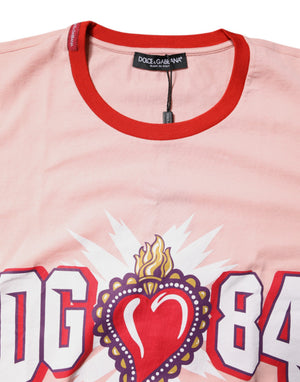 Dolce & Gabbana Pink DG 84 Sacred Heart Print Baumwoll-T-Shirt