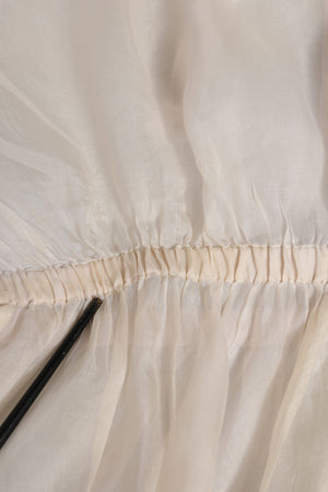 Dolce & Gabbana Weiße Seiden-Baumwoll-Bluse mit Ascot-Kragen