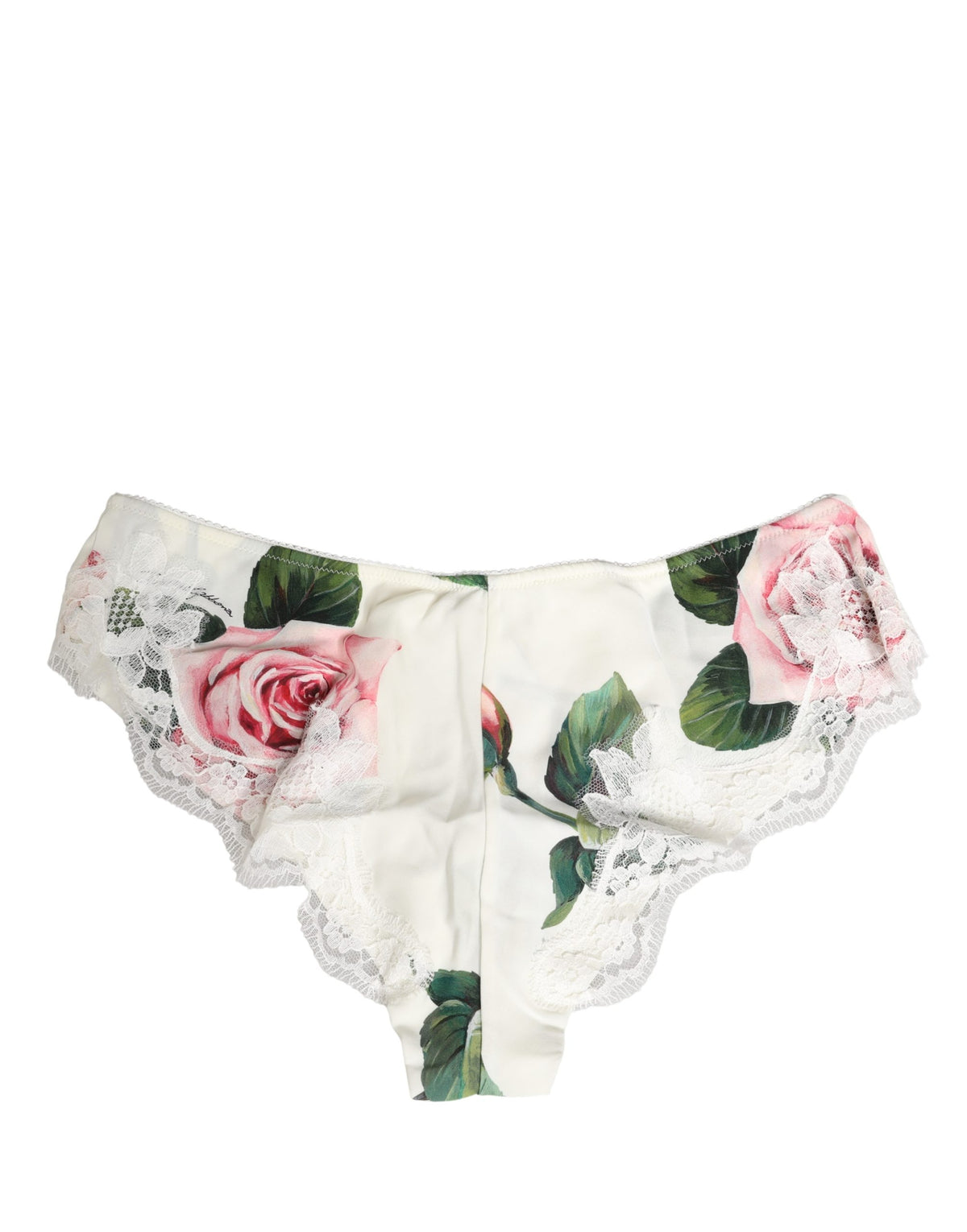 Dolce & Gabbana Weiße Seiden-Panty mit floraler Spitze