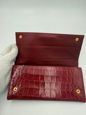Miu Miu MIU MIU Geldbörse aus Leder mit Kroko-Prägung in Rosso