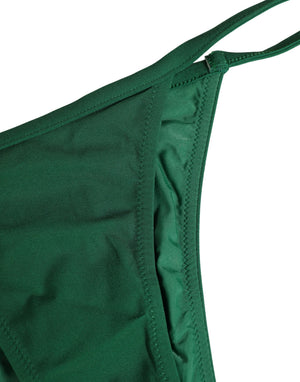 Dolce & Gabbana Grüner Nylon-Bikini-Slip für den Strand