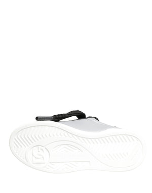 Dolce & Gabbana Graue Leder Low-Top-Sneaker mit Schnürung