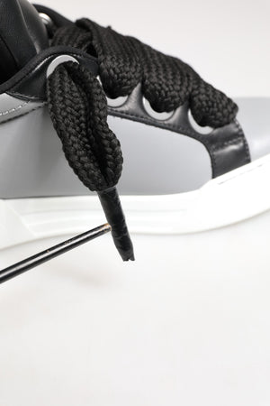 Dolce & Gabbana Graue Leder Low-Top-Sneaker mit Schnürung