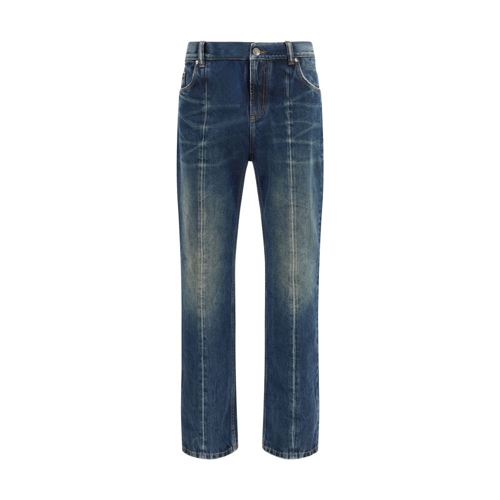 Versace Blaue Jeans aus Baumwolle im geraden Schnitt