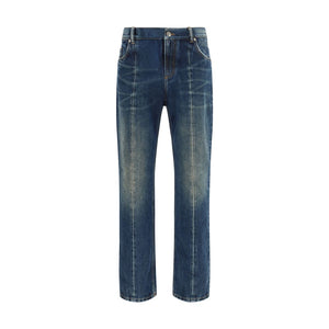 Versace Blaue Jeans aus Baumwolle im geraden Schnitt