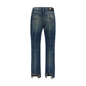 Versace Blaue Jeans aus Baumwolle im geraden Schnitt