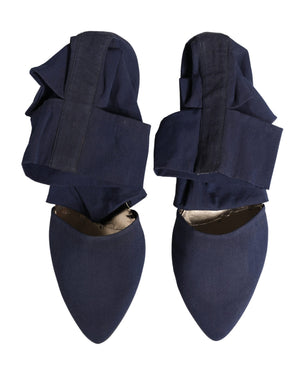 Dolce & Gabbana Blaue Knöchelhohe Stiefel aus Baumwolle