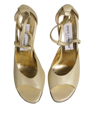Dolce & Gabbana Beige Leder Stiletto Heels Sandalen Schuhe