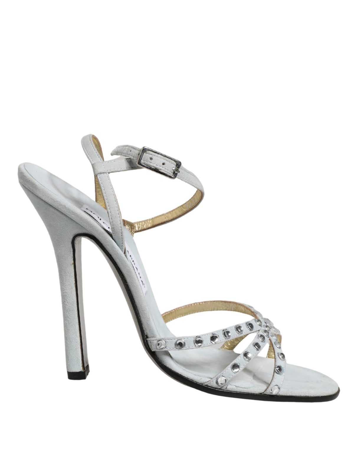 Dolce & Gabbana Weiße Sandalen mit Strass und hohem Absatz