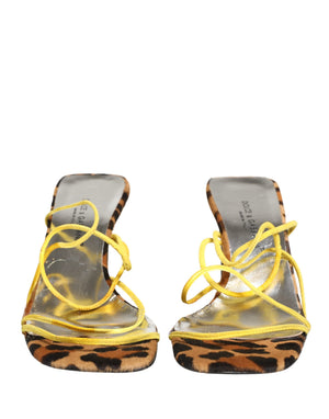 Dolce & Gabbana Mehrfarbige Leder Blockabsatz Sandalen Schuhe