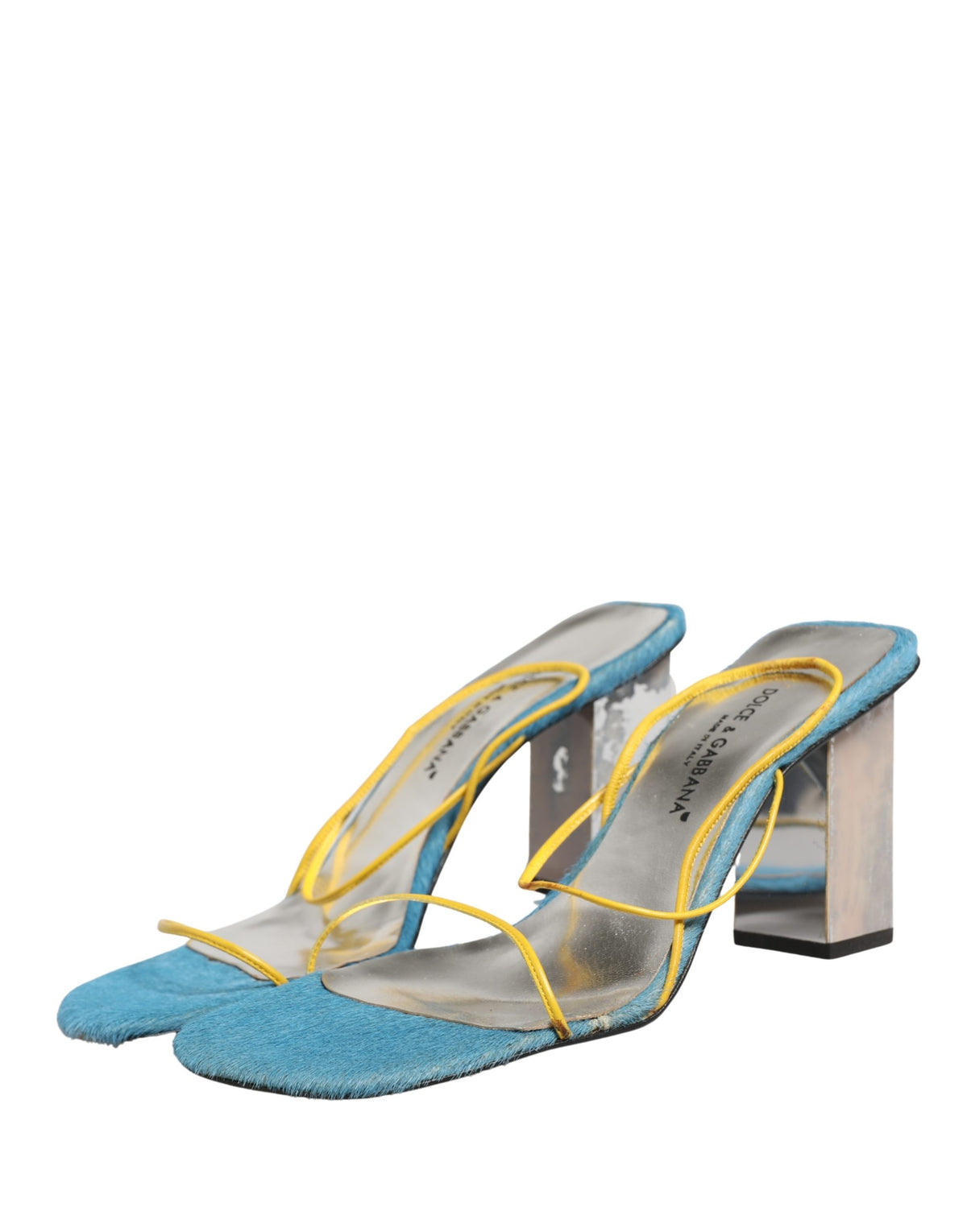 Dolce & Gabbana Mehrfarbige Leder Blockabsatz Sandalen Schuhe