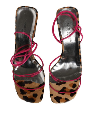 Dolce & Gabbana Mehrfarbige Leder Blockabsatz Sandalen Schuhe