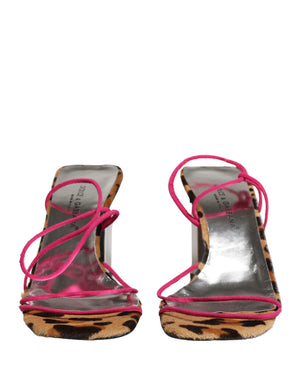 Dolce & Gabbana Mehrfarbige Leder Blockabsatz Sandalen Schuhe