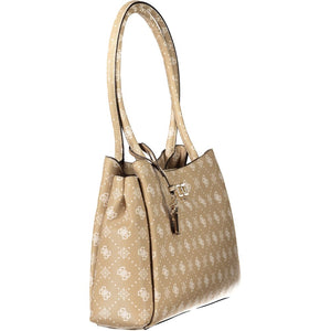 Guess Jeans Damen-Handtasche aus beigem Polyurethan