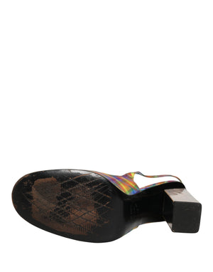 Dolce & Gabbana Mehrfarbige Slingback-Sandalen mit Blockabsatz im Karomuster