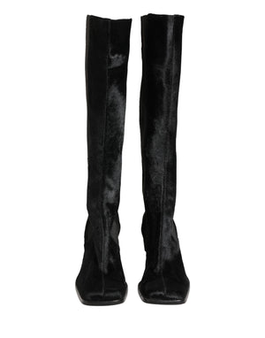 Dolce & Gabbana Schwarze kniehohe Stiefel aus Wildleder Schuhe