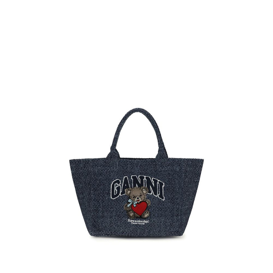 Ganni Blaue Baumwoll-Umhängetasche