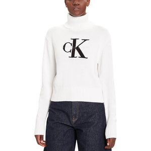 Calvin Klein Jeans Weißer Rollkragenpullover aus Baumwolle