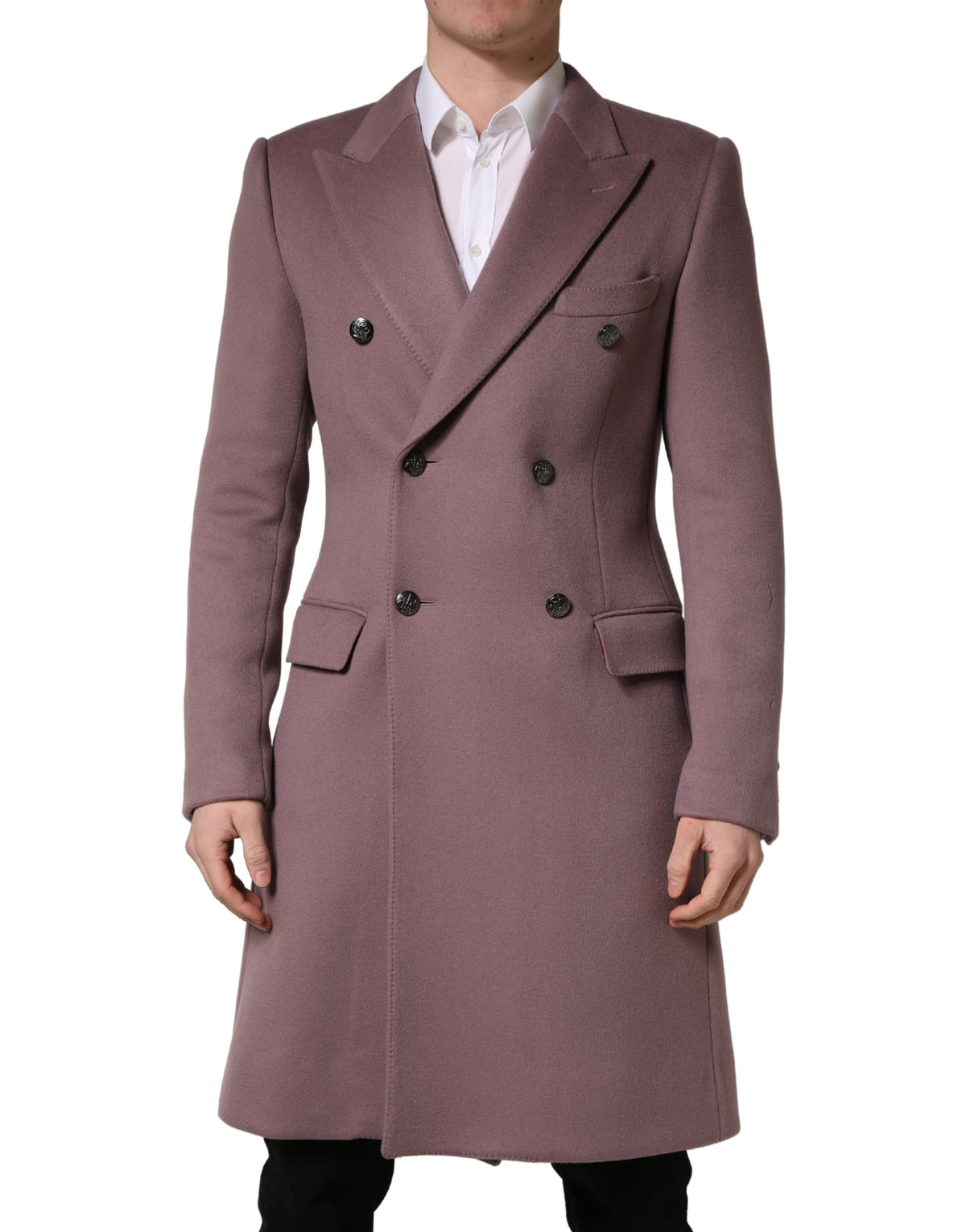 Dolce & Gabbana Brauner Herren-Trenchcoat mit doppelreihiger Knopfleiste