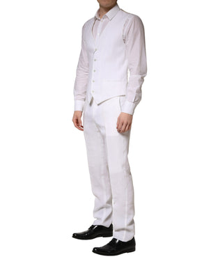 Dolce & Gabbana Weißer SARTORIA Leinen 2-Teiler Herren Anzug