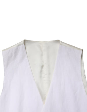 Dolce & Gabbana Weißer SARTORIA Leinen 2-Teiler Herren Anzug