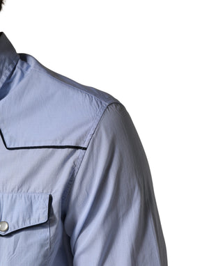 AGLINI Hellblaues Slim Fit Hemd mit Kragen und langen Ärmeln für Freizeit