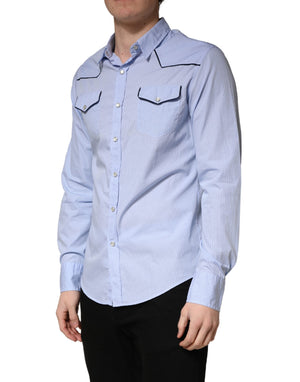 AGLINI Hellblaues Slim Fit Hemd mit Kragen und langen Ärmeln für Freizeit