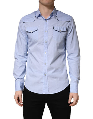 AGLINI Hellblaues Slim Fit Hemd mit Kragen und langen Ärmeln für Freizeit