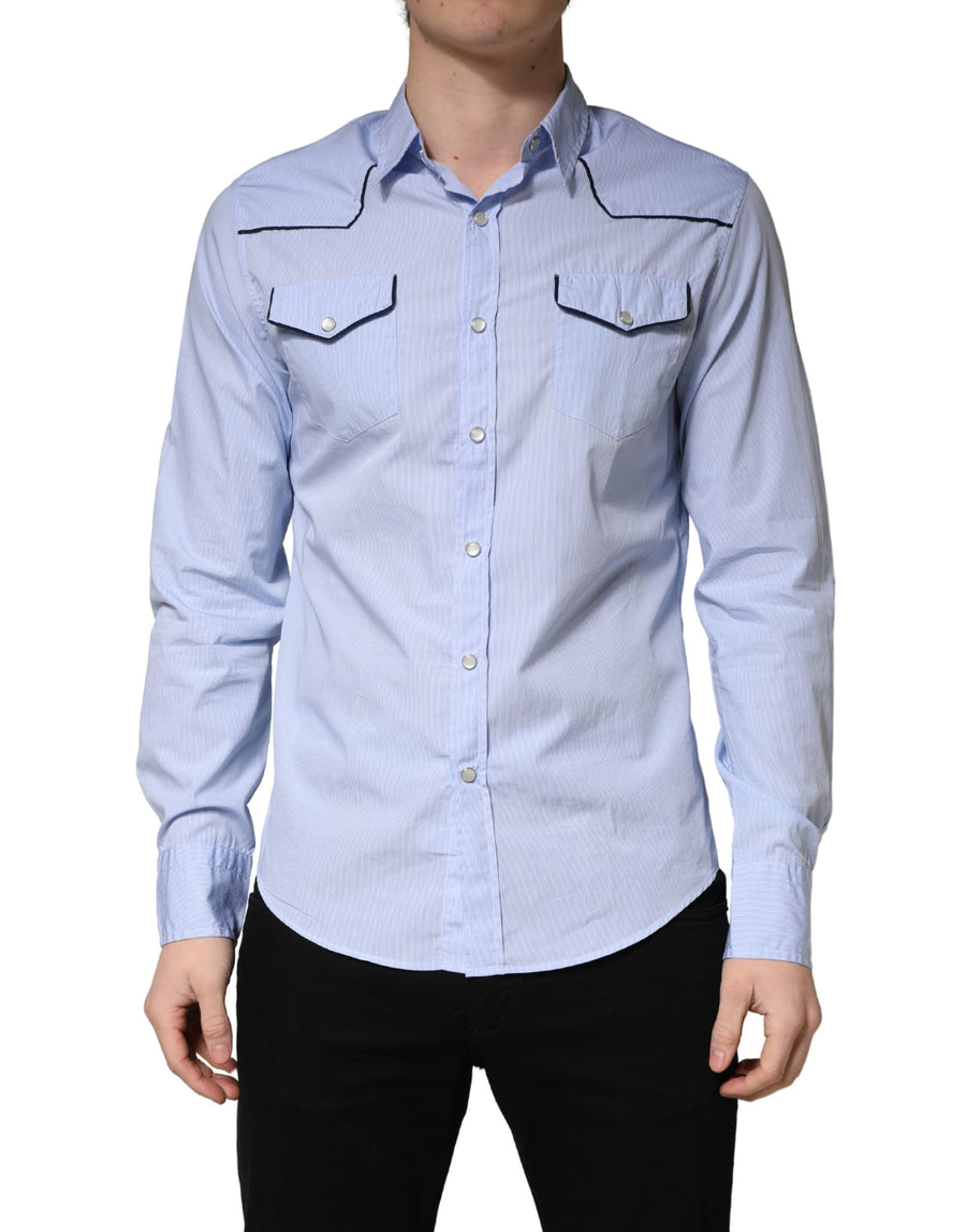 AGLINI Hellblaues Slim Fit Hemd mit Kragen und langen Ärmeln für Freizeit