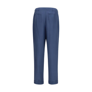 Saint Laurent Blaue Seiden-Anzughose