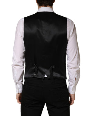Dolce & Gabbana Schwarzer Woll-Weste für Herren mit Einreiher