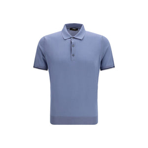 MooRER Blaues Baumwoll-Polohemd
