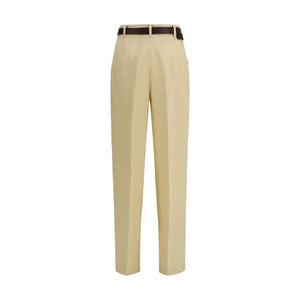 Max Mara Beige Leinen Freizeithose