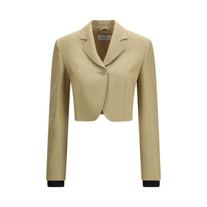 Max Mara Beige Leinen-Denimjacke